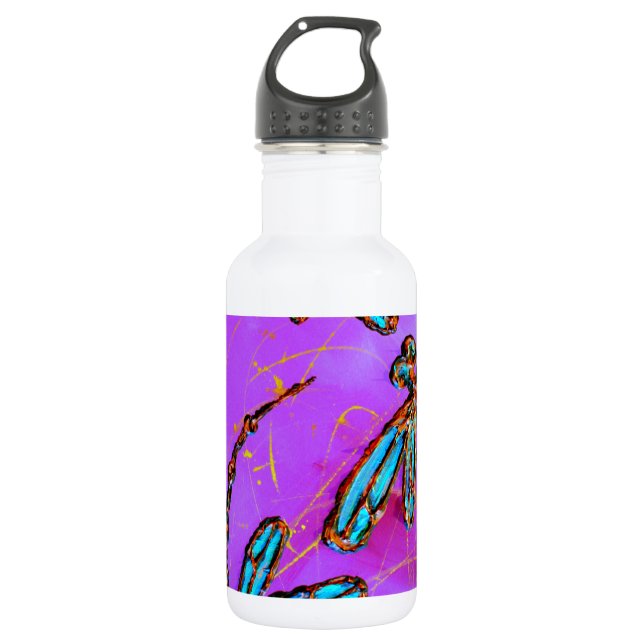 Dragonfly Flit Electric Pink Trinkflasche (Vorderseite)