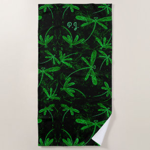 Dragonfly Flit Neon Green Beach Handtuch