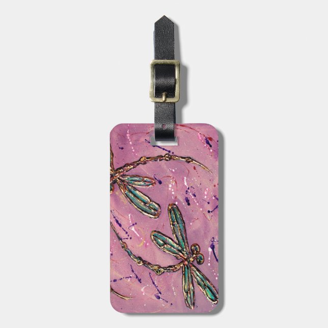 Dragonfly Flit Pink Fizz Gepäcksiegel Gepäckanhänger (Vorderseite vertikal)
