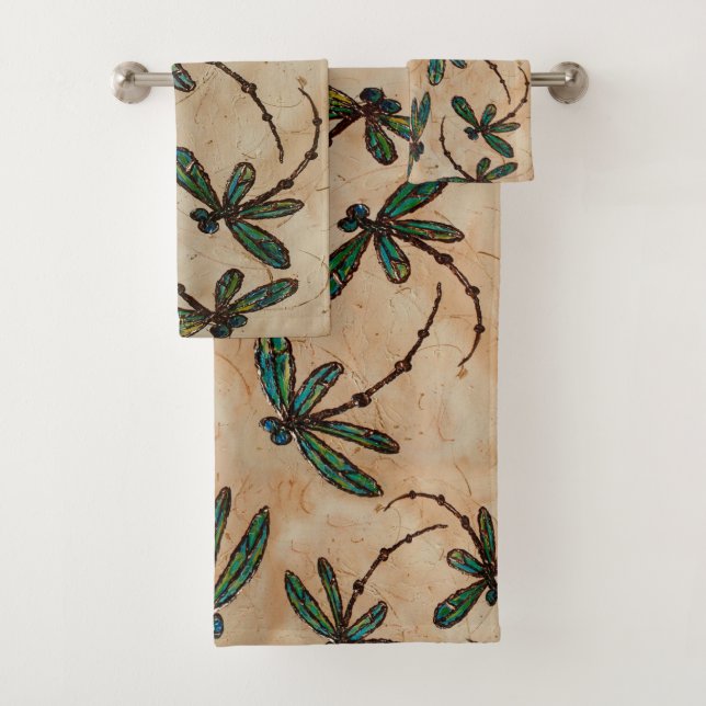 Dragonfly Flit Rustikale Creme Badhandtuch Set (Insitu)