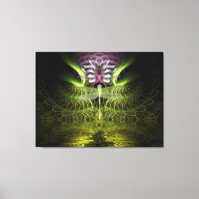 Dragonfly Fraktal Magic Wrapped Canvas Leinwanddruck (Vorderseite)