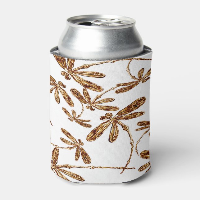Dragonfly Frenzy Gold Can Cooler Stubby Holder Dosenkühler (Kanne Vorderseite)