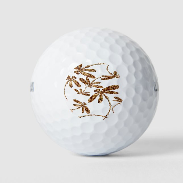 Dragonfly Frenzy Gold Golfball (Vorderseite)