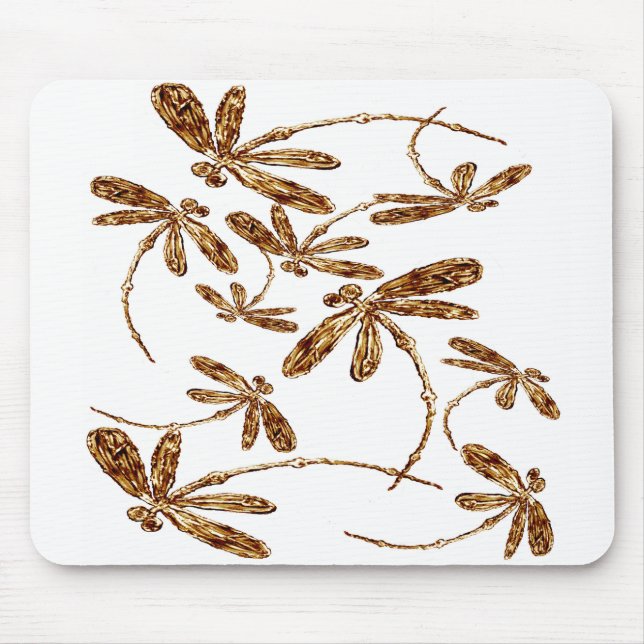 Dragonfly Frenzy Gold Mousepad (Vorne)