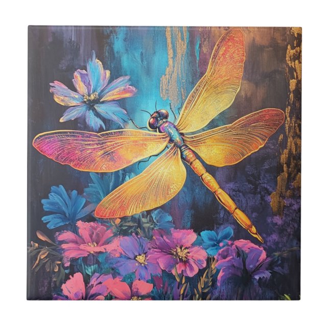 Dragonfly Garden Wings Ceramic Tile 4.25x2.25 Fliese (Vorderseite)