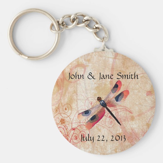 Dragonfly Geblüht Gastgeschenk Hochzeit Schlüssela Schlüsselanhänger (Vorne)