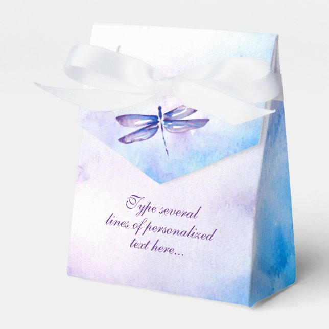 Dragonfly Gevor Boxes | Lila Blue Watercolor Geschenkschachtel (Vorderseite)