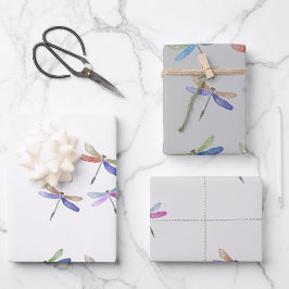 Dragonfly Gift Wrap | Drei Blätter | Wasserfarbe