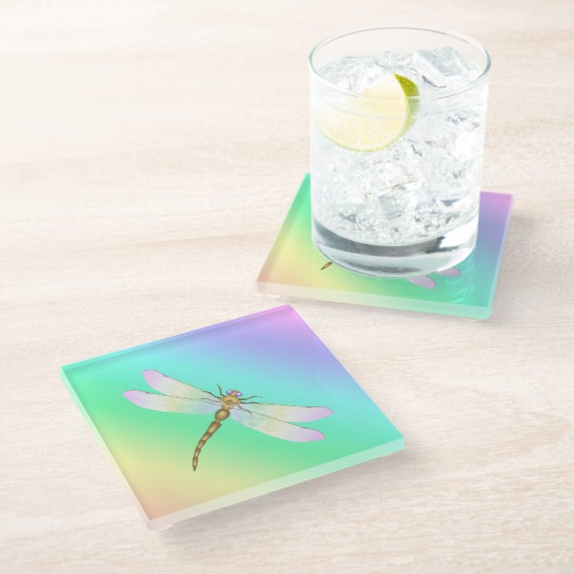 Dragonfly Glasuntersetzer (Schrägansicht)
