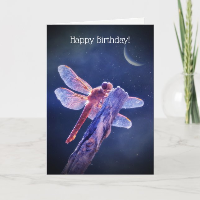 Dragonfly Happy Birthday Card Karte (Vorderseite)