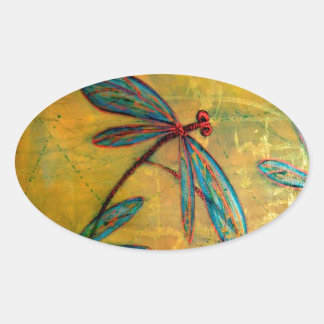 Dragonfly Haze Ovaler Aufkleber (Vorderseite)