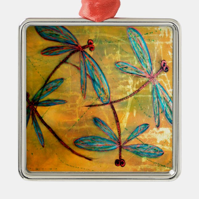 Dragonfly Haze Silbernes Ornament (Vorne)