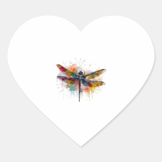 Dragonfly Herz-Aufkleber (Vorderseite)