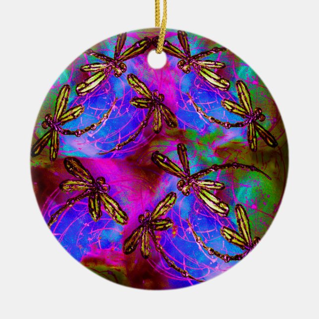 Dragonfly Hippy Flit Keramik Ornament (Vorne)