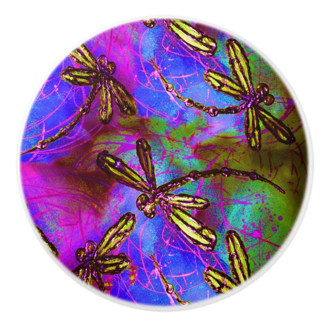 Dragonfly Hippy Flit Keramikknauf (Vorderseite)