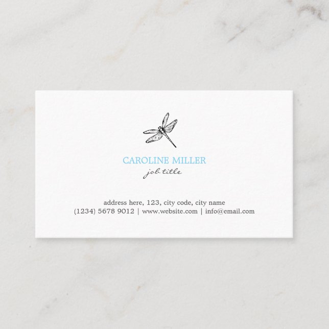 Dragonfly illustration feminine elegant cute card visitenkarte (Vorderseite)