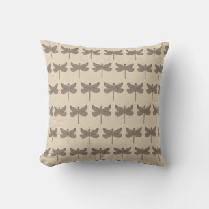 Dragonfly Illustration Muster Lila und Tan Kissen