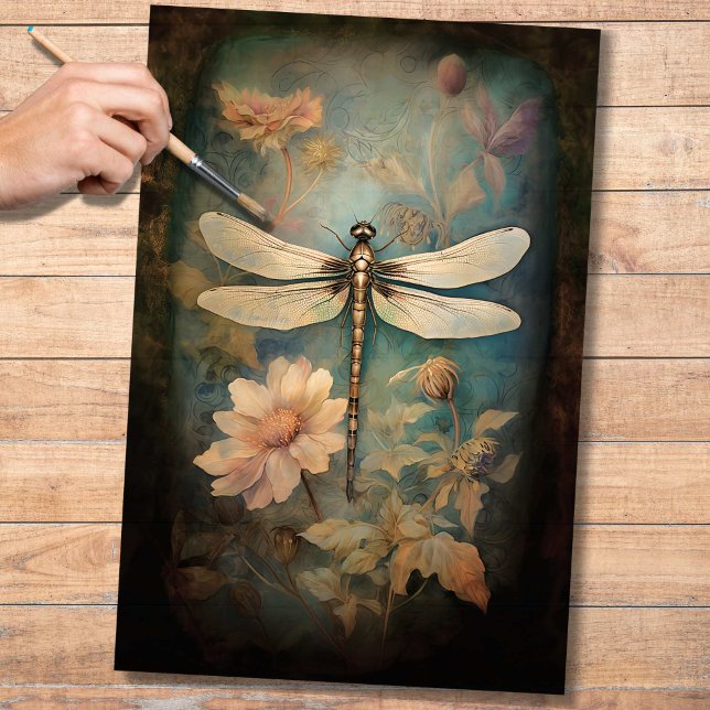 Dragonfly in Florals 2 Dekoupage Paper Seidenpapier (Von Creator hochgeladen)