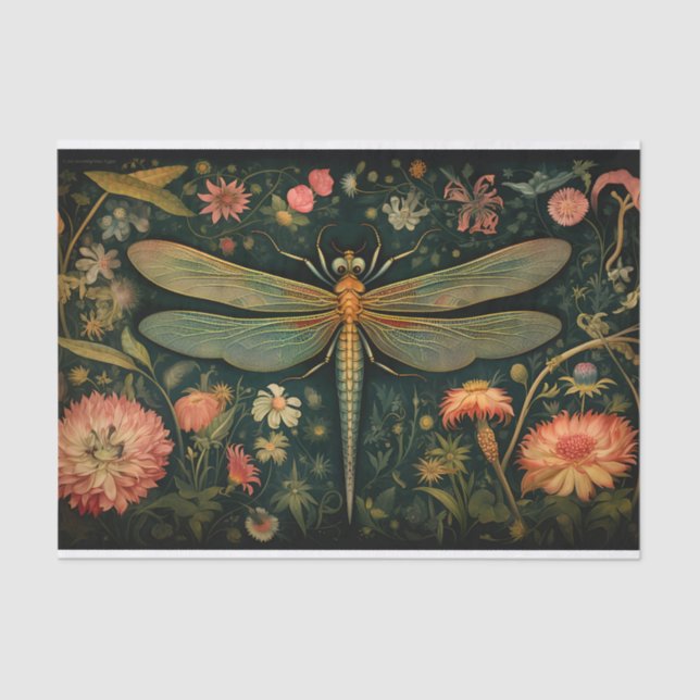 Dragonfly in Florals 6 Dekoupage Paper Seidenpapier (Vorderseite)