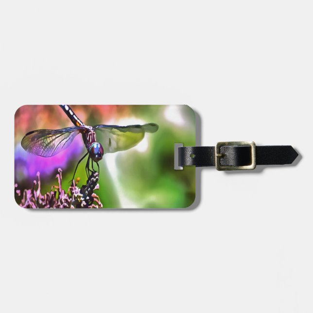 Dragonfly in grüner und blauer realistischer Maler Gepäckanhänger (Vorderseite horizontal)