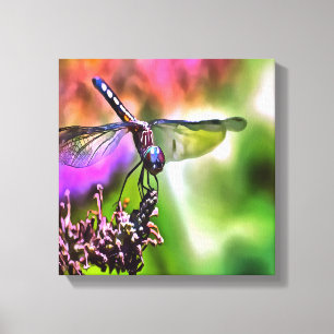 Dragonfly in grüner und blauer realistischer Maler Leinwanddruck