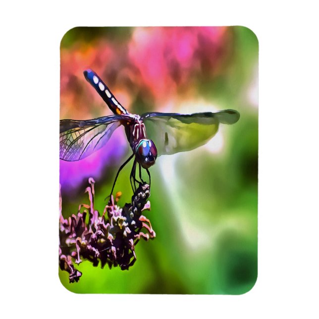 Dragonfly in grüner und blauer realistischer Maler Magnet (Vertikal)
