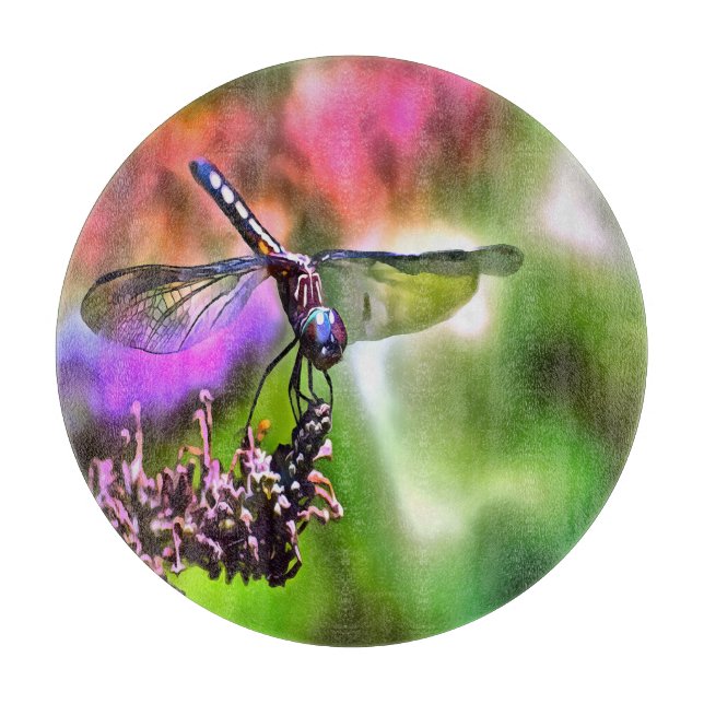 Dragonfly in grüner und blauer realistischer Maler Schneidebrett (Vorderseite)