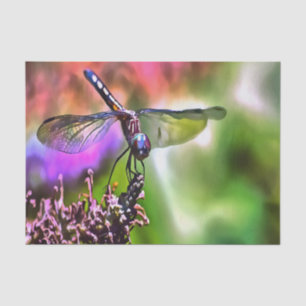 Dragonfly in grüner und blauer realistischer Maler Seidenpapier