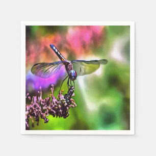 Dragonfly in grüner und blauer realistischer Maler Serviette