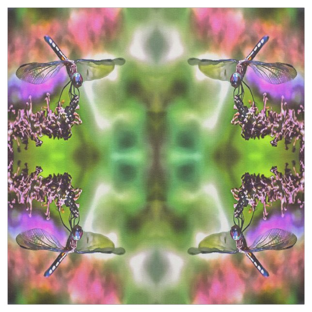 Dragonfly in grüner und blauer realistischer Maler Stoff (Muster)