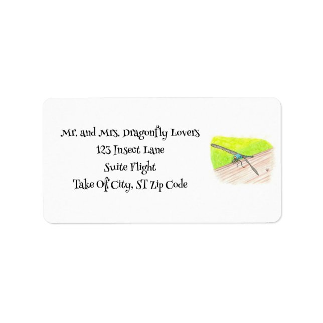 Dragonfly in Watercolor, Custom Address Labels Adressaufkleber (Vorne)