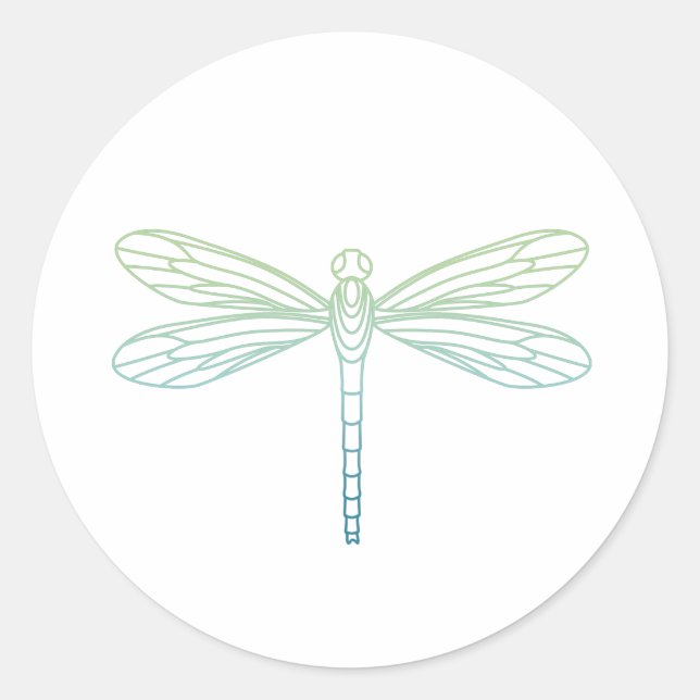 Dragonfly-Kontur Runder Aufkleber (Vorderseite)