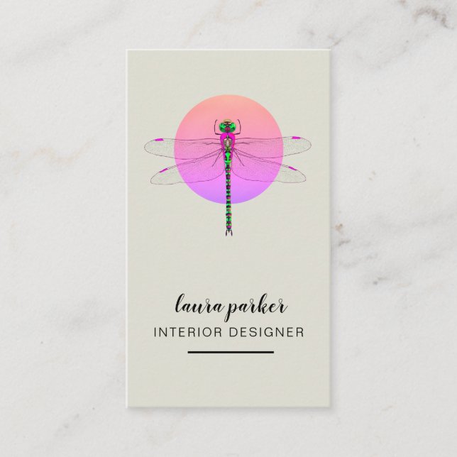 Dragonfly kreativer Designer Natur pink Visitenkarte (Vorderseite)