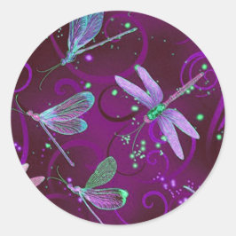 Dragonfly Lila Dreams Klassischer Rundaufkleber Runder Aufkleber