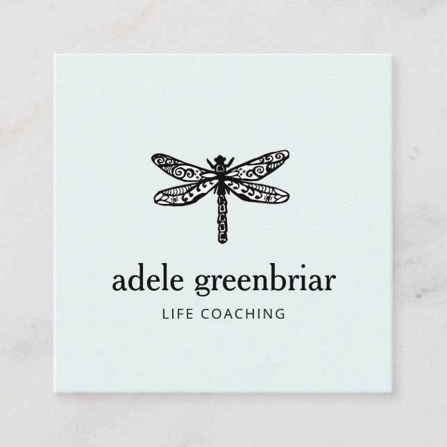 Dragonfly Logo Holistic Healer Wellness Quadratische Visitenkarte (Vorderseite)