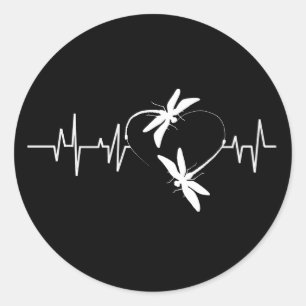 Dragonfly Lover Geschenk  Funny Dragonfly Heartbea Runder Aufkleber