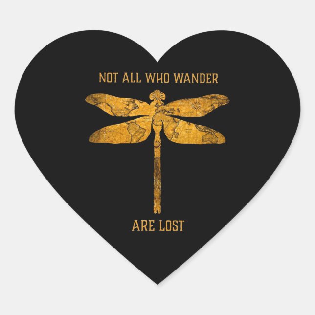 Dragonfly Lover| Nicht alle, die wandern, sind ver Herz-Aufkleber (Vorderseite)