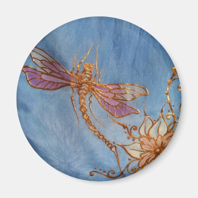 Dragonfly Magnet: Seide von Cyn Mc bemalt Magnet (Vorne)