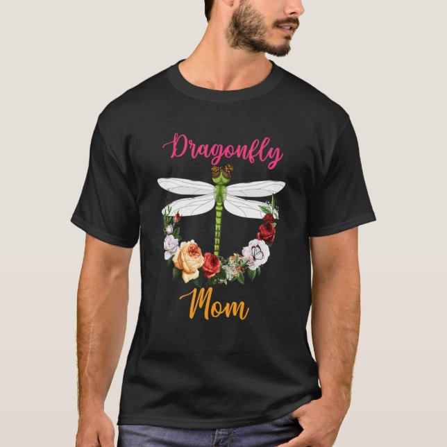 Dragonfly Mama Floral Dragonfly Bow Krawatte Lover T-Shirt (Vorderseite)