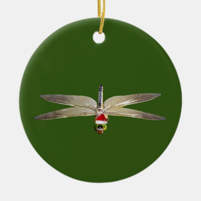 Dragonfly mit Hat Lights Weihnachten Keramik Ornament (Vorne)