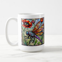 Dragonfly-Mosaik-Buntglas-Mohnauge Kaffeetasse