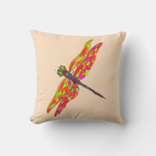 Dragonfly-Neon-Aquarellbild Kissen