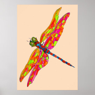 Dragonfly-Neon-Aquarellbild Poster