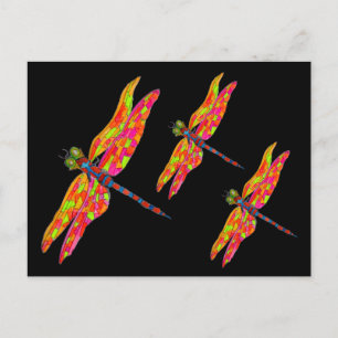 Dragonfly-Neon-Insektenbild Postkarte