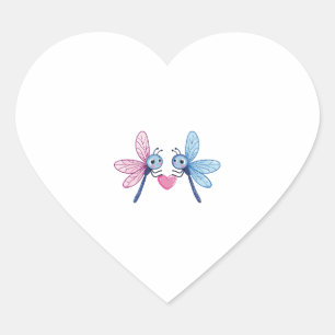 Dragonfly-Paar Liebe in Liebe Herz-Aufkleber