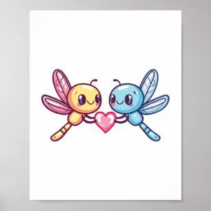 Dragonfly-Paar Liebe in Liebe Poster