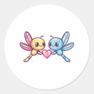 Dragonfly-Paar Liebe in Liebe Runder Aufkleber