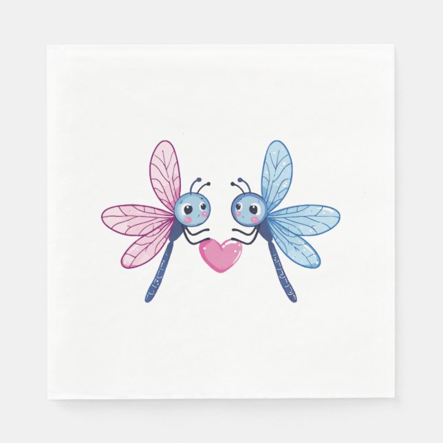 Dragonfly-Paar Liebe in Liebe Serviette (Vorderseite)