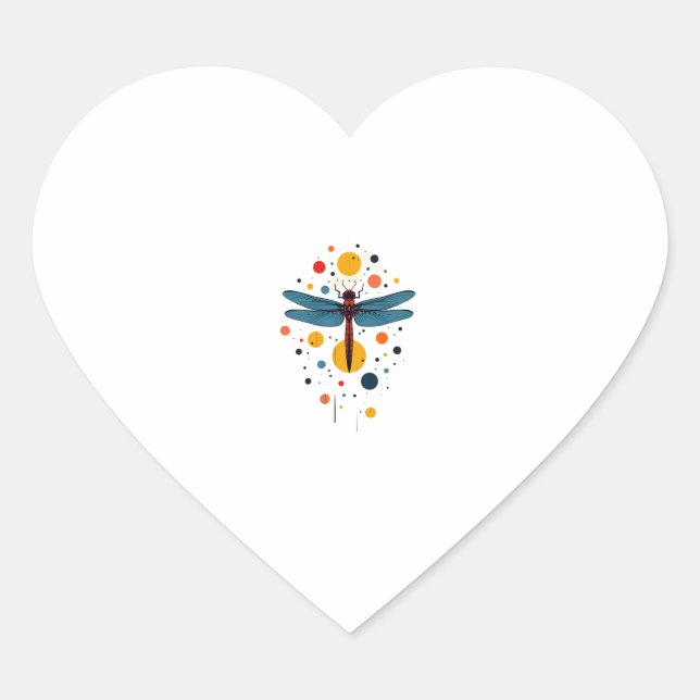 Dragonfly Painting Art Animal Abstract Graphic Dra Herz-Aufkleber (Vorderseite)