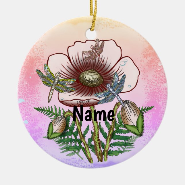 Dragonfly Pale Poppy  Keramik Ornament (Vorne)